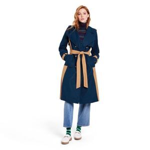 LA LIGNE x Target Women's Side Stripe Trench Coat Navy Tan
